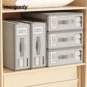Hộp lưu trữ chăn tủ quần áo MARGREDY, có dây kéo Bộ sắp xếp ga trải giường nhẹ nhàng dung tích lớn, Tay cầm bền bỉ Hộp lưu trữ tủ quần áo cửa sổ có thể nhìn thấy không dệt