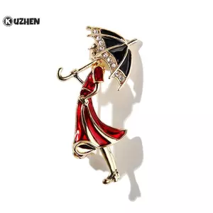 KUZHEN Men Pha Lê Kim Cương Giả Cô Gái Mặc Ô Cổ Trâm Cài Trang Sức Quà Tặng HOT