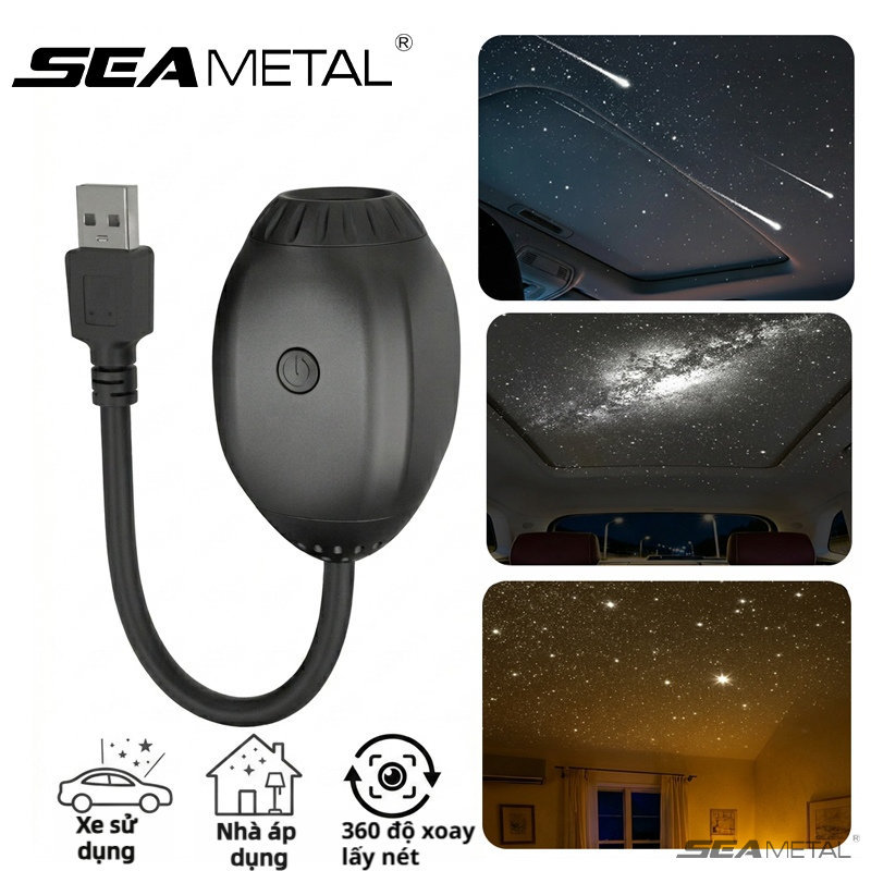 Đèn chiếu bầu trời sao mini USB SEAMETAL cho ô tô, đèn LED nội thất xe hơi có thể uốn cong và điều chỉnh góc độ