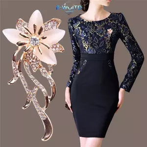 E-WOITD Opal Hoa Thổ Cẩm Kim Cương Giả Pha Lê Thổ Cẩm Pin Tiệc Cưới Nữ Trang Sức E-WOITD