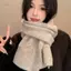 PNPIA- 2025 Mùa Đông Mới Phong Cách Đại Học Giả Khăn Cashmere Màu Trơn Thời Trang Thêu Nơ Cặp Đôi Khăn