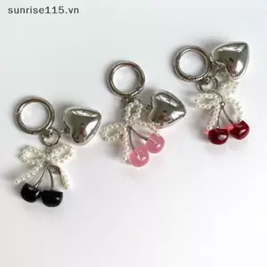 SRVN Thời Trang 3D Pha Lê Anh Đào Móc Khóa Ngọc Trai Nơ Bạc Trái Tim Mặt Dây Chuyền Móc Khóa Túi Nữ Phụ Kiện Quà Tặng.