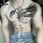 KUZHEN Lớn Ngực Eo Vai Ba Chống Thấm Nước Tạm Thời Hình Xăm Stier Chéo Lông Cánh Gai Giả Tatoo Underboob Body Art HOT