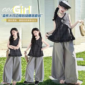 Áo Sơ Mi Cổ Chữ V Kẻ Sọc Thời Trang Bé Gái Mùa Hè Phong Cách Mới Trẻ Em Không Tay Ren Ngọt Ngào
