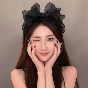 Thời Trang Hàn Quốc Retro Bla Lưới Nơ Lớn Phụ Kiện Tóc Nữ Nguyên Bản Xù Cạnh Nhà Tạo Kiểu Phụ Kiện Tóc Hoop VN