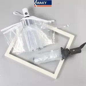 MAKY Có Thể Gập Lại Ô Trong Suốt Hoàn Toàn Tự Động Trong Suốt Ba Lần Ô Sinh Viên Đơn Giản Nắng Dù Tiếp Liệu VN
