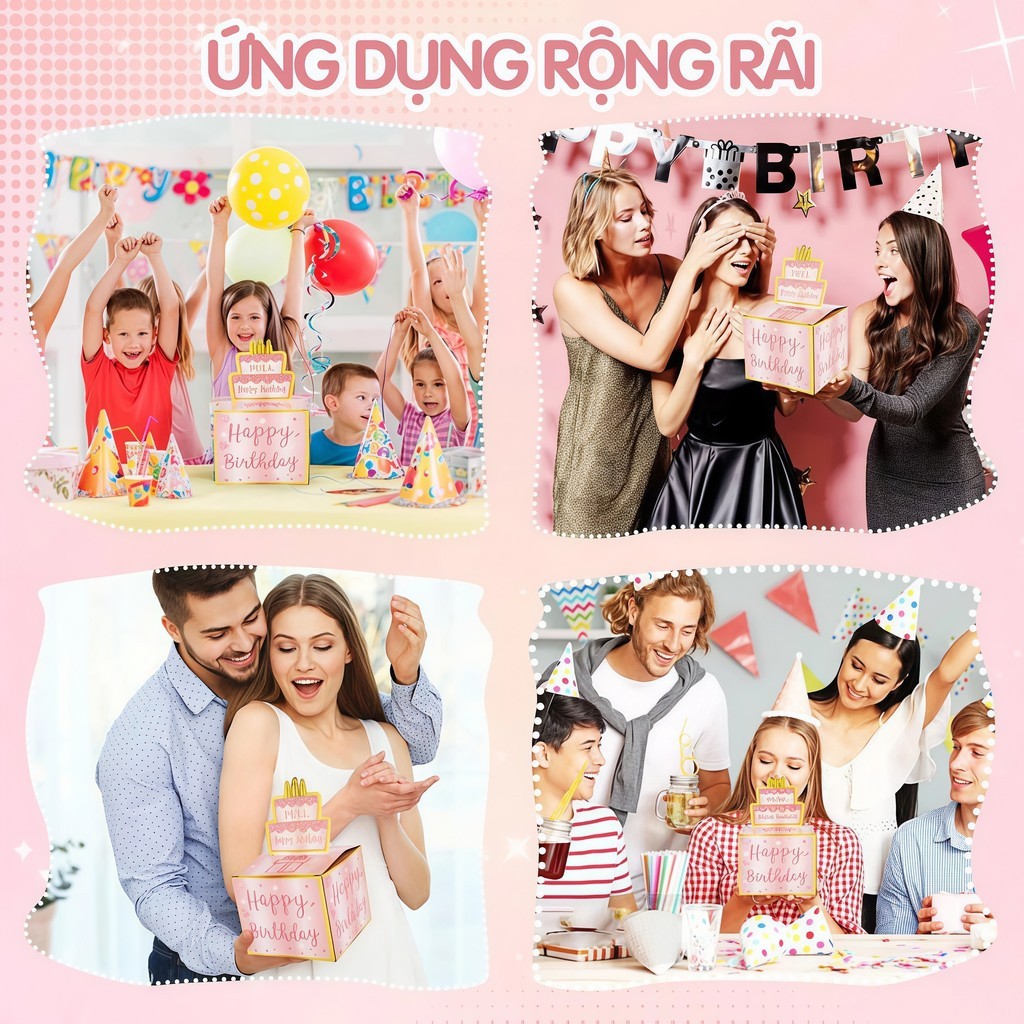 Hộp quà tạo bất ngờ dùng cho dịp Sinh Nhật, Tốt Nghiệp,Hộp Quà Sinh Nhật Rút Tiền Sáng Tạo, Thiết Kế Cao Cấp - FE123