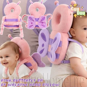 Gối đầu hình bướm hồng - Ba lô bảo vệ bò cho bé - Dây đeo có thể điều chỉnh, Đệm mềm mại - Đệm an toàn chống rơi - Gối bảo vệ đầu bé / Giao hàng miễn phí