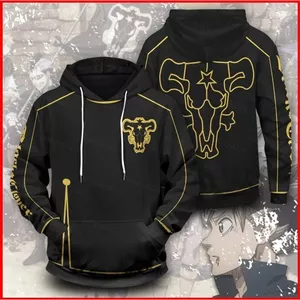 BH2 Anime Đen Cỏ Ba Lá Áo Dài Tay Áo Chui Đầu Áo Rời Áo Unisex Hoody 3D In HB2
