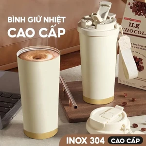 Bình Giữ Nhiệt Inox 304 Cao Cấp 500ml Nắp Thông Minh Có Dây Xách Tiện Lợi ✨Bubblu11.vn✨