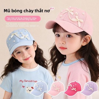 Mũ lưỡi trai bé gái - mũ ngọc trai nơ dễ thương  chống nắng mùa hè  thoáng khí nhanh khô Hàn Quốc