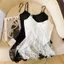 NICOLOO Ren Cami Top, Spandex Spaghetti Dây Đeo Áo Tank Không Tay, Thanh Lịch Phong Cách Pháp Mềm Mại Không Đều Viền Nữ