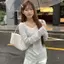 Áo thun dài tay sọc mỏng phong cách mới mùa hè dành cho nữ Slim-Fit Slim-Fit Slimmer Look Áo chống nắng giản dị sang trọng Top
