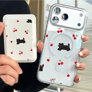 Ốp điện thoại họa tiết anh đào và mèo Thích hợp cho iPhone 16plus 11 12promax 13 14 15 pro max Ốp điện thoại 14promax 15pro 16 Pro max 17 promax 17air Vỏ