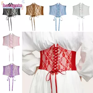 Thắt lưng Corset ren BORAGETE, Thắt lưng thêu hoa lụa rộng co giãn, Thắt lưng cơ thể giảm béo co giãn DIY trang trí thời trang cho váy Quần áo hàng đầu