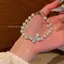 Vòng tay đính cườm ngọc trai hình con bướm băng xanh nghiền nát dành cho nữ Ánh sáng sang trọng Vòng tay tinh tế Phụ kiện giá trị cao Quà tặng