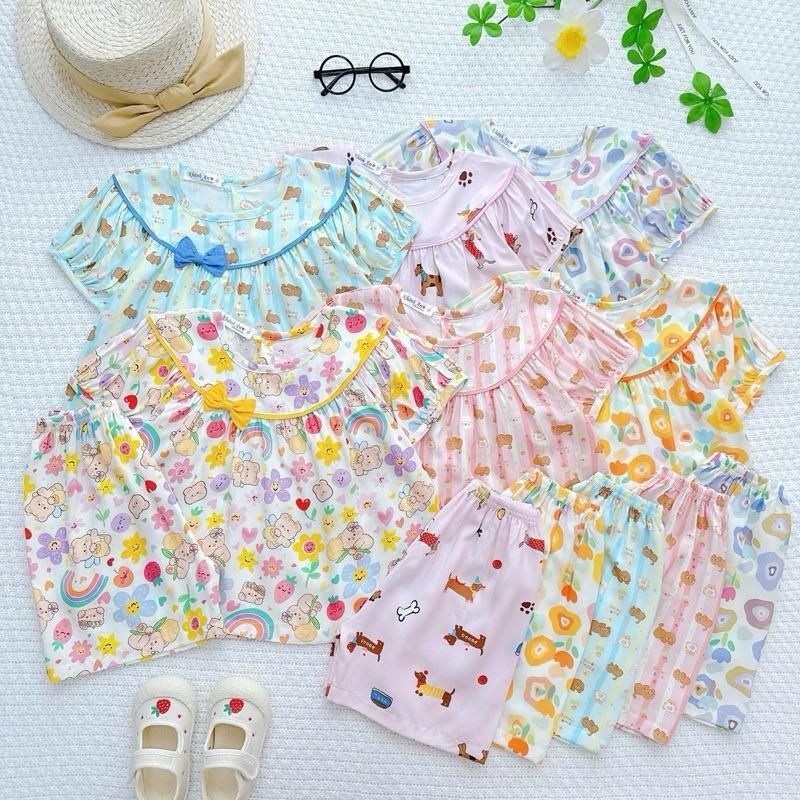 Hàng Mới Về KA190 Đồ Bộ Tole Lanh Khánh An Baby Cho Bé Gái Dáng Babydoll Size 8-42kg E14