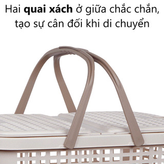 Giỏ đi sinh nhựa VIỆT NHẬT - Làn có nắp, quai xách, đựng đồ, quần áo mẹ bé - 2600/1/2