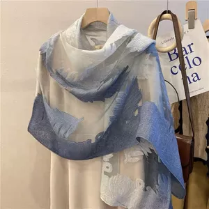 Thủ công cắt hoa ~ Khăn quàng cổ nữ mùa xuân Organza Hoa hồng Gradient Khăn lụa dài Gạc Khăn choàng sử dụng kép Ngày 23 tháng 6 Lô hàng 6.21