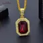 AqToCna Kẻ Sọc Kim Cương Vuông Ruby Nelace Hip Hop Nam Mặt Dây Chuyền Đá Đỏ Mặt Dây Chuyền Trang Sức Vintage Trang Phục Phụ Kiện AqToCna