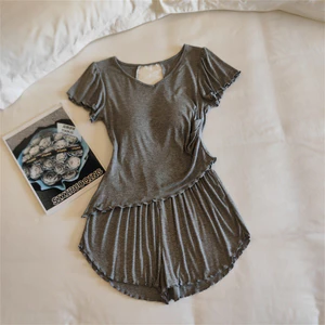 Phụ Nữ Tay Ngắn Váy Ngủ Bộ Có Ngực Đệm Ren Viền Loungewear Cho Trong Nhà Còn Lại Hàng Ngày Nhà Giải Trí Khoảnh Khắc