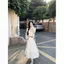 Mùa Hè Siêu Cổ Tích Rời Sling Váy Dài Phong Cách Kỳ Nghỉ Đầm Nữ + Ren Rỗng Kem Chống Nắng Cardigan Bộ Hai Mảnh