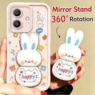 Ốp Lưng Cho OPPO a3x A5i a40 a40m a20 4g a3 pro 5g 2024 Vỏ Điện Thoại Vỏ Mềm Chống Sốc Vỏ Gương Thẩm Mỹ Mới Có Giá Đỡ 360° Xoay thỏ dễ thương màu hồng cho bé gái JTXCEZJ3