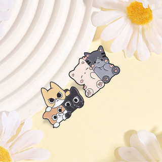 Ôm Cặp Đôi Mèo Xếp Chồng Ba Mèo Con Men Trâm 2 Chiếc Bộ Hoạt Hình Huy Hiệu Cho Quần Áo Ba Lô Phụ Kiện Quà Tặng Cho Những Người Yêu Mèo