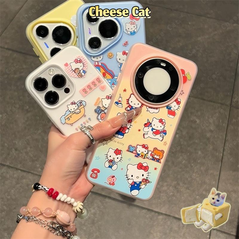 Ốp điện thoại silicon hình Kitty màu kẹo ngọt cho iPhone 15 14 13 12 11 16 17 Pro Max XR Xs Max 7 Plus