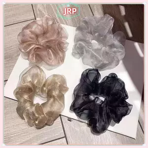 JRP Lưới Phản Quang Quá Khổ Scrunchies Cao Su Lớn Dây Buộc Tóc Trơn Co Giãn Tóc Cô Gái Đuôi Ngựa Giá Đỡ Nữ Phụ Kiện Tóc JRP