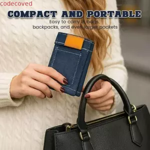 Ví đựng thẻ hình quần jean Mini CODECOVED, Túi đựng thẻ đựng thẻ quần hai lần cổ điển di động sáng tạo Slim Kích thước nhỏ gọn có thể gập lại Túi thay đổi nam giới