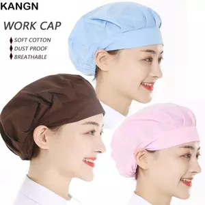 KANGN Mũ làm việc chống bụi, Mũ bọc tóc bằng vải Cotton đi kèm, Phụ nữ Nam Dịch vụ thực phẩm Băng đô làm việc Nấu ăn Mũ vệ sinh Mũ ăn uống căng tin