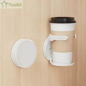 Giá đỡ cốc tròn YUUKII, Giá đựng đồ uống treo tường tự dính, Giá đựng chai treo tường tiết kiệm không gian có thể gập lại đa năng