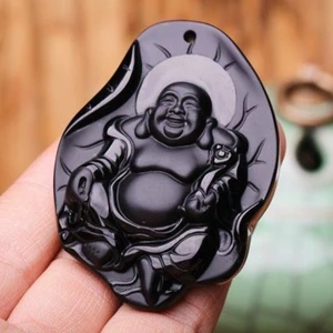 Mặt dây chuyền Phật Obsidian Thích hợp cho mặt dây chuyền đeo hàng ngày