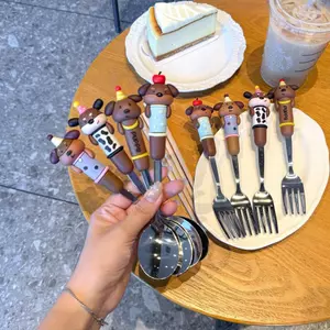 Phong Cách Dễ Thương Ong Dày Thép Không Gỉ Di Động Bộ Đồ Ăn Hộp Học Sinh Đũa Thìa Nĩa Bộ 6.24