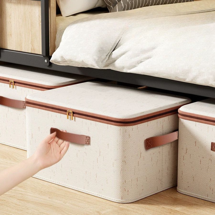 Hộp Vải Đựng Quần Áo 3 Size ENODA HOME, Hộp Vải Bảo Quản Chăn Ga Gối Có Nắp Khóa Kéo Kín Bụi HV150 | BigBuy360 - bigbuy360.vn