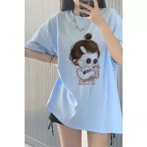 Áo thun mùa hè tươi mát dáng rộng vai ngắn-