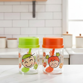 Bộ 2 hủ thủy tinh đựng gia vị kích thước lớn 400ml tặng kèm muỗng cao cấp 9034 - Phương Trang