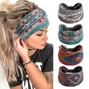 Băng đô rộng NKSFX, Băng đô thấm mồ hôi Boho Châu Phi, Băng đô Turban đàn hồi di động cho Bandeau Sport Fitness Yoga