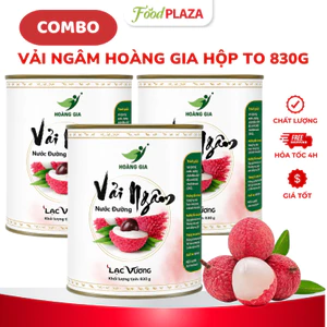 Vải Ngâm Hoàng Gia Hộp To 830G, Topping Trái Vải Ngâm Đường Mọng Nước, Thơm Ngọt Tiện Pha Chế