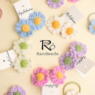 Dây buộc tóc hoa cúc xinh cho bé gái 3cm |Cột tóc len Handmade thanh lịch |Shop Rô Handmade