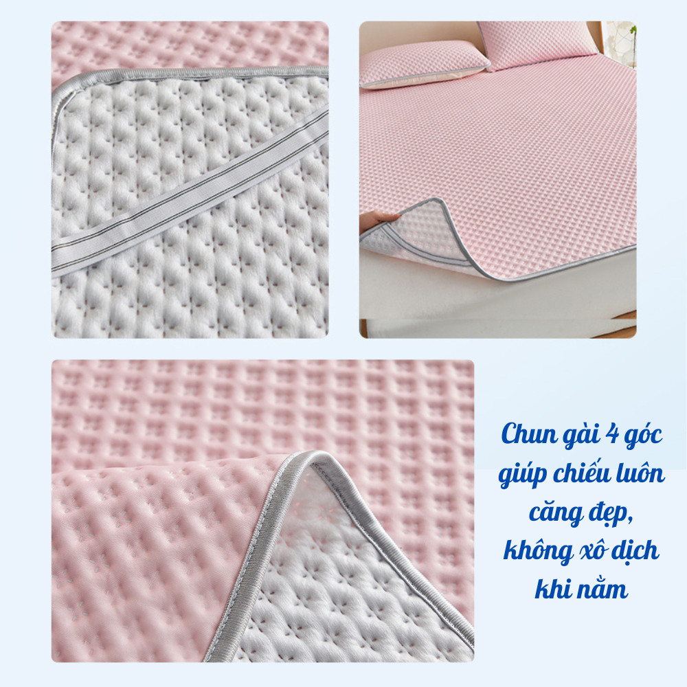 Chiếu Điều Hòa Băng Lạnh Làm Mát Vải Ice Bean Thông Thoáng HOMIE, Ga Trải Giường Chống Bám Bẩn
