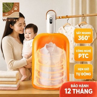 Máy Sấy Quần Áo Mini Có Thể Gập Lại Di Động PTC Làm Nóng Tự Động Hẹn Giờ Bảo Vệ Quá Nhiệt Du Lịch Nhà