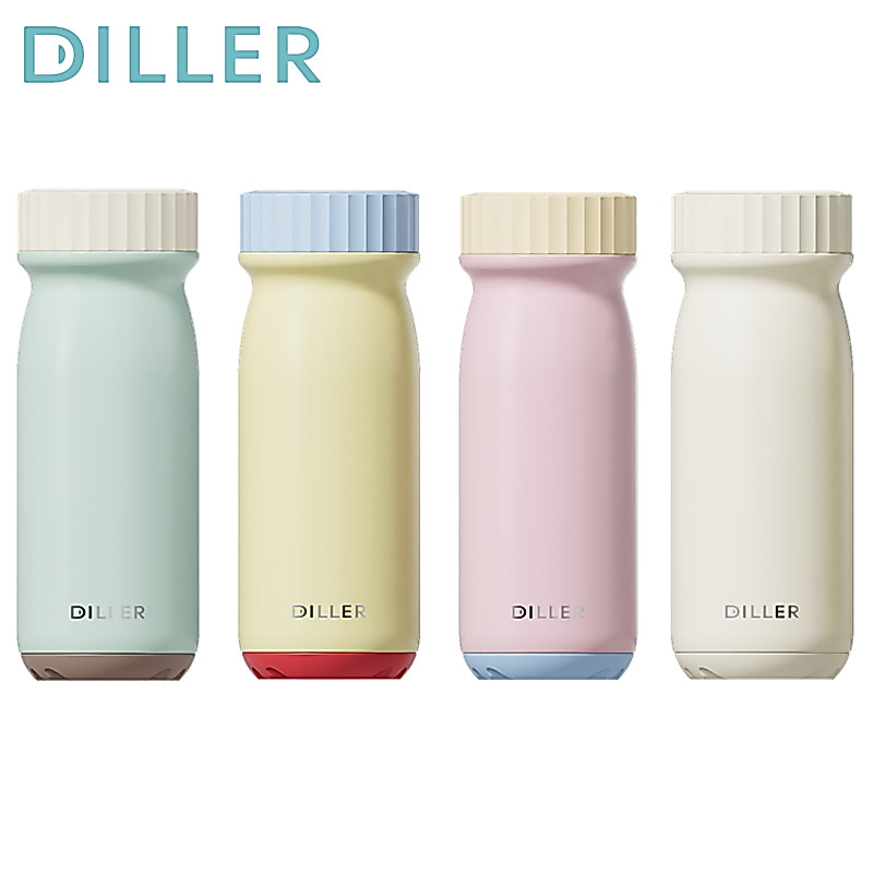 Bình chân không Mini bằng thép không gỉ Diller SUS316 Bình giữ nhiệt uống nước dễ thương 380ml D9507
