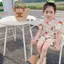 ✿ Bé Gái Hàn Quốc Gấu Cầu Vồng Graffiti Lông Tơ Tay Top Skort 2 Chiếc Có Mũ Rơm Trang Phục Mùa Hè Dễ Thương