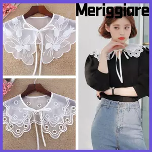 MERIGGIARE Dây buộc giả thời trang ren có thể tháo rời Áo sơ mi có thể tháo rời
