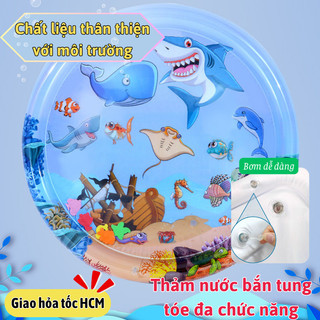Miếng lót bơm hơi nước Bunnies gấp gọn nhanh họa tiết đáng yêu bé vui chơi an toàn kèm phụ kiện