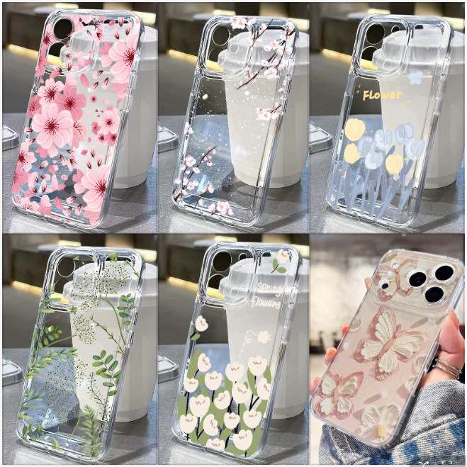 Vỏ lá cây hoa Tulip tím màu hồng hoa xanh lá cây cho VIVO V70 FE V60 Lite V50Lite V40 Y05 Y31D Y04 Y19S Y100 Y36 Vỏ silicon mềm trong suốt