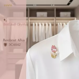 PNPIA- Sáng Bóng Tulip Pha Lê Zircon Hoa Ngọc Trai Thổ Cẩm Dành Cho Nữ Kim Cương Giả Xòe Chân Dự Tiệc Trang Sức Quà Tặng