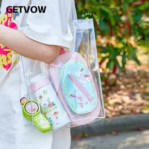 GETVOW Tote, Túi dạy kèm PVC dung tích lớn, Túi xách trong suốt di động Đồ dùng học tập